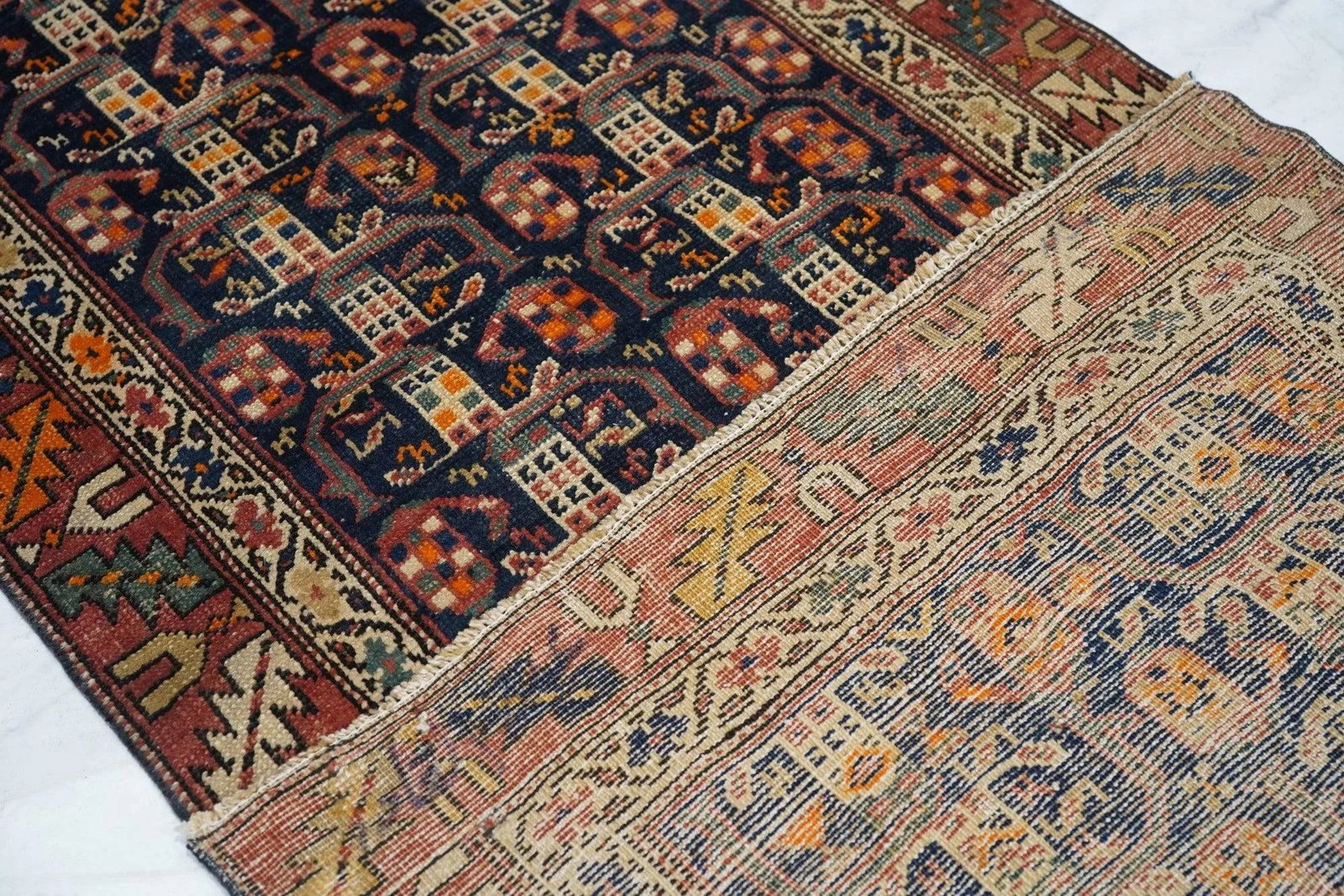 Antique 1910s North West Persian Hand Knotted Runner Rug 2'11" X 13'7" - 11