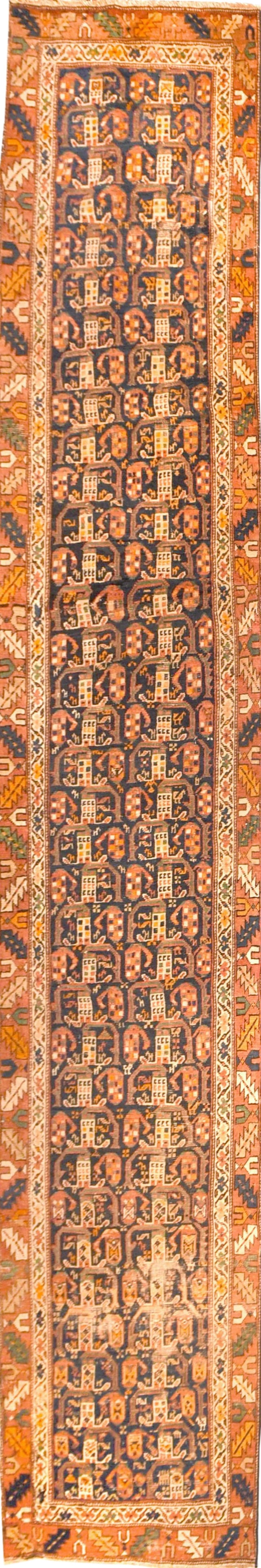 Antique 1910s North West Persian Hand Knotted Runner Rug 2'11" X 13'7": Antique Rug Persian Runner North West Persia, Hand Knotted, Circa 1910 Design : Geometric Colour: Beige North West Persian Rugs – is the area straddling the Caucasus mountains, Caspian sea and