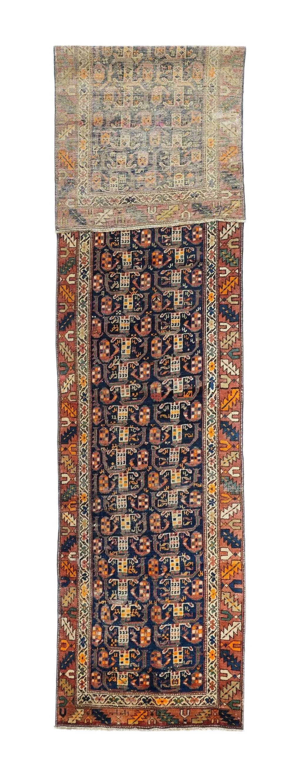 Antique 1910s North West Persian Hand Knotted Runner Rug 2'11" X 13'7" - 4