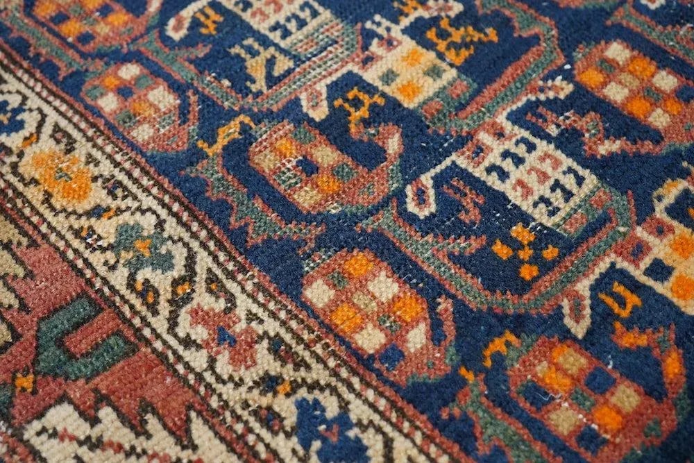 Antique 1910s North West Persian Hand Knotted Runner Rug 2'11" X 13'7" - 5