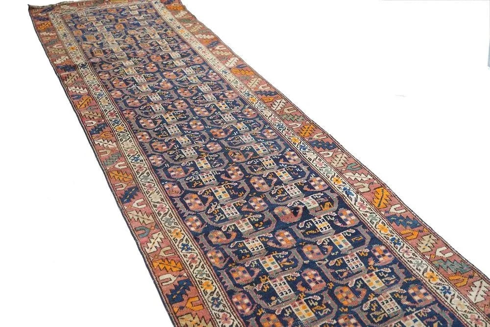 Antique 1910s North West Persian Hand Knotted Runner Rug 2'11" X 13'7" - 9
