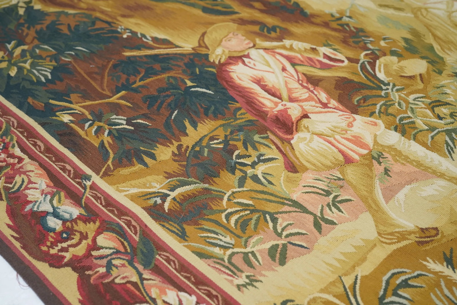 Vintage Belgium Pictorial Tapestry 7'5'' X 7'7'' - 4