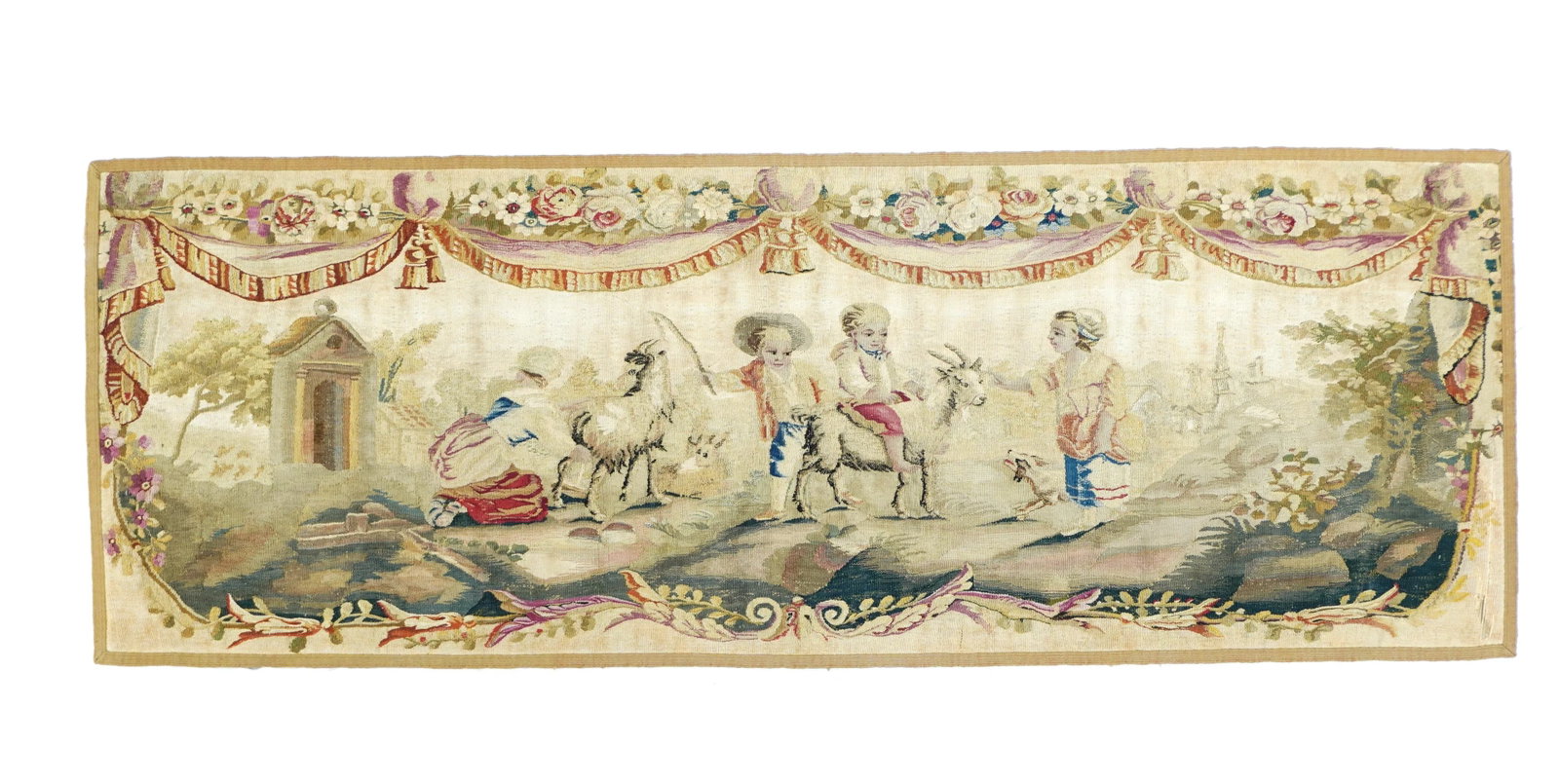 19th Century Antique Aubusson Pictorial French Tapestry, Hand Knotted - 2