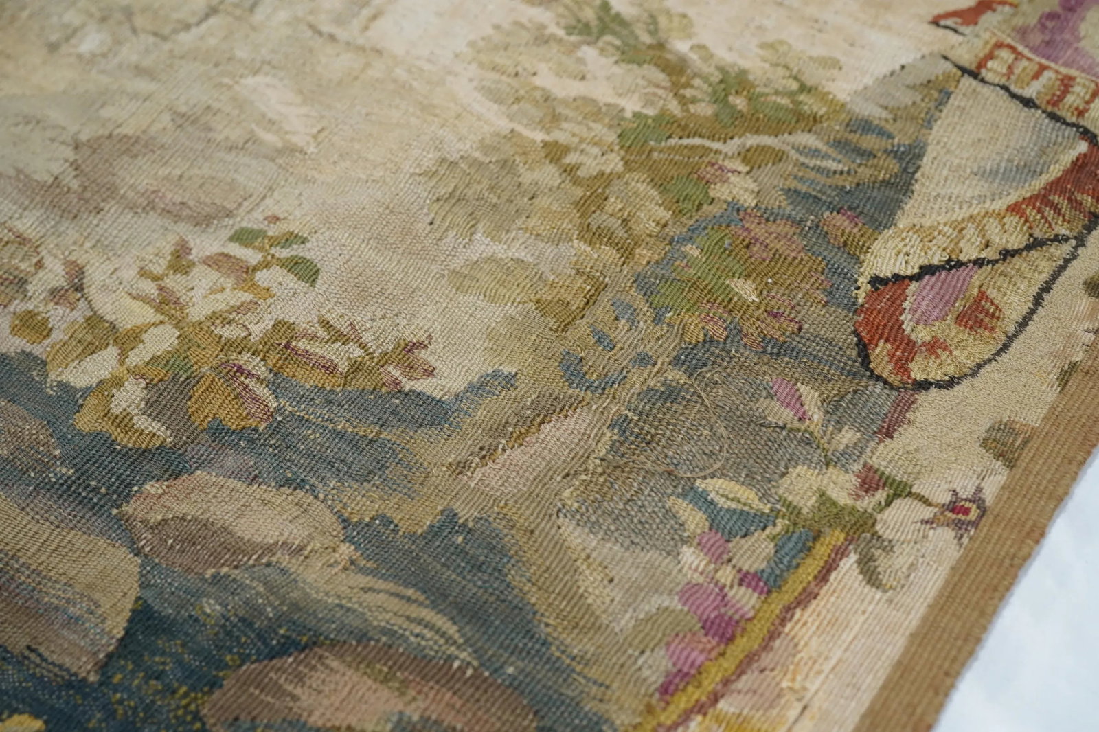 19th Century Antique Aubusson Pictorial French Tapestry, Hand Knotted - 3