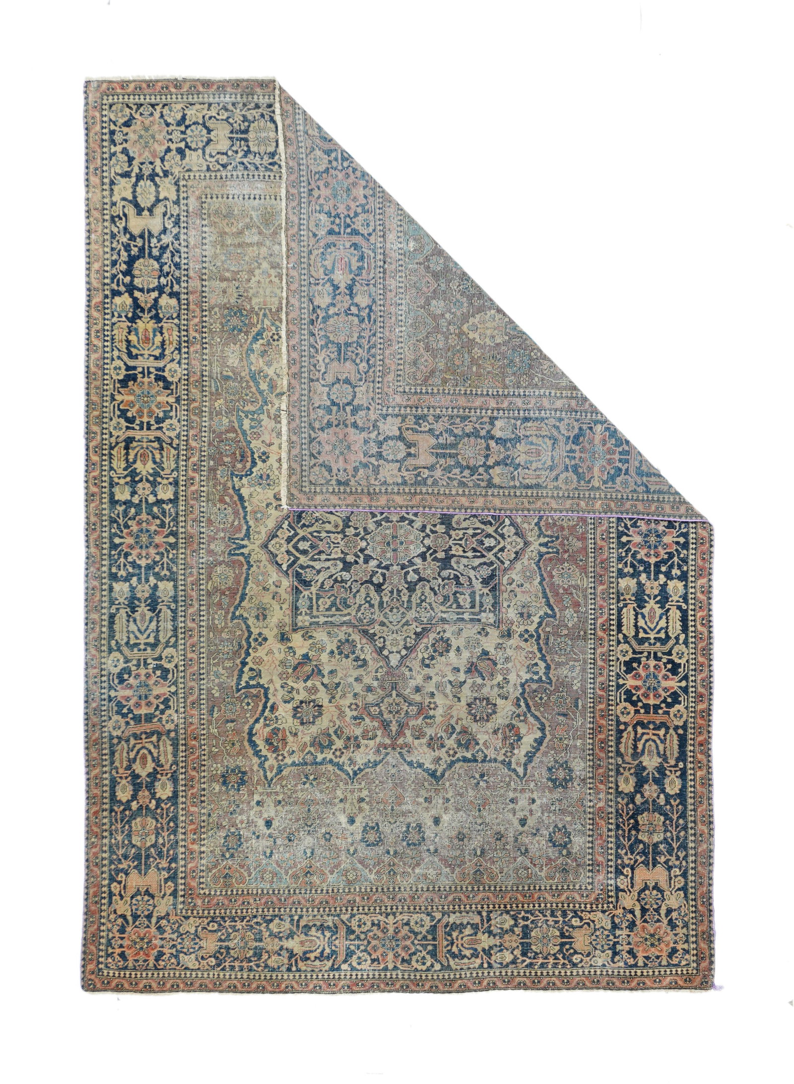 Antique Mohtasham Kashan Persian Rug-4'6" X 6'8" - 3