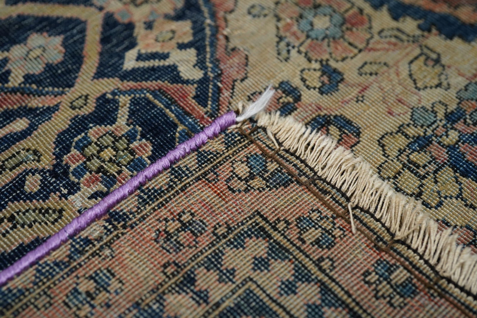 Antique Mohtasham Kashan Persian Rug-4'6" X 6'8" - 6