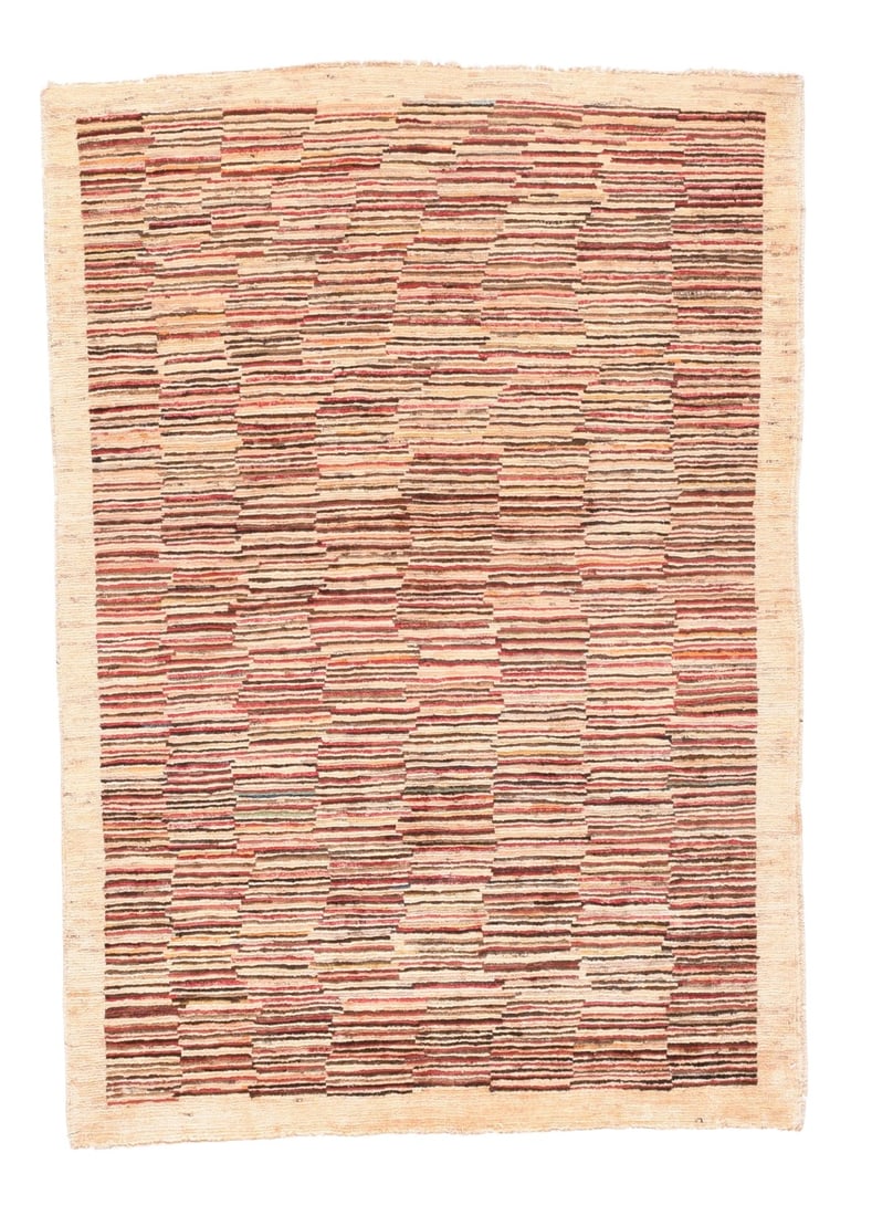 1950s Vintage Persian Gabbeh-3'4" X 4'10": Gabbeh or gabba (Persian: Ú¯Ø¨Ù‡"Ž) carpets are a traditional variety of Persian carpet. Gabbeh is known as gava in Kurdish and Luriand is also called khersak (