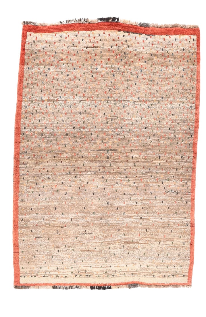 Fine Vintage Persian Gabbeh Rug, Hand Knotted, Circa 1950 , Size 4'7" X 6'5": Fine Vintage Persian Gabbeh Rug, Hand Knotted, Circa 1950 Design:Tribal Gabbeh or gabba (Persian: Ú¯Ø¨Ù‡"Ž) carpets are a traditional variety of Persian carpet. Gab