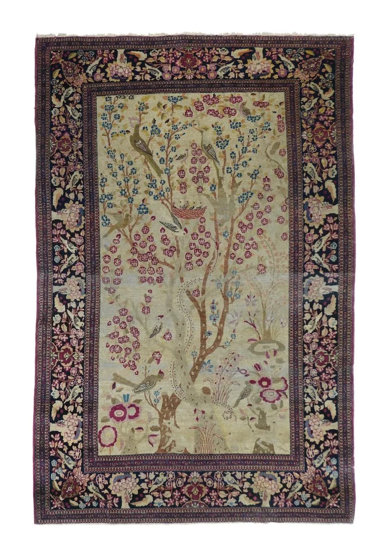 18th Century Antique Persian Isfahan Rug-4"²3"³ × 6"²10"³ - 2