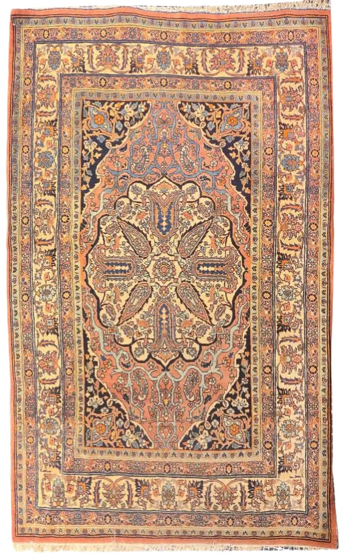 Antique Persian Tabriz Haji Jalili: Fine Antique Persian Tabris Haji Jallili, Hand Knotted, Circa 1890 Condition: Alterations: Original Condition Unaltered Imperfections: Some Imperfections Condition Notes: Good Condition Dimensions: He