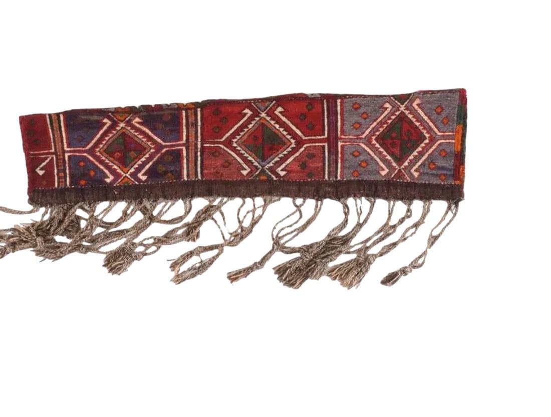Vintage Afghan Saddle Bag 1'7'' X 3'1'': Fine Semi Antique Afghan Long Saddle Bag, Hand Knotted, Circa 1930, Red. Condition: Alterations: Original Condition Unaltered Imperfections: Some Imperfections Condition Notes: Good Condition