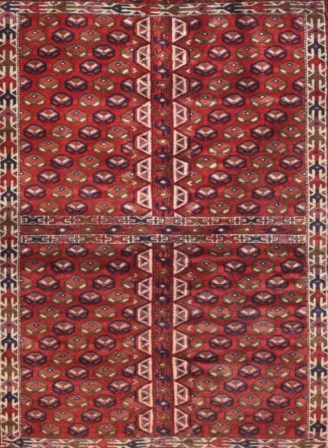 1900s Antique Russian Yamud Bokara Rug-3"²5"³ × 4"²2"³ - 2