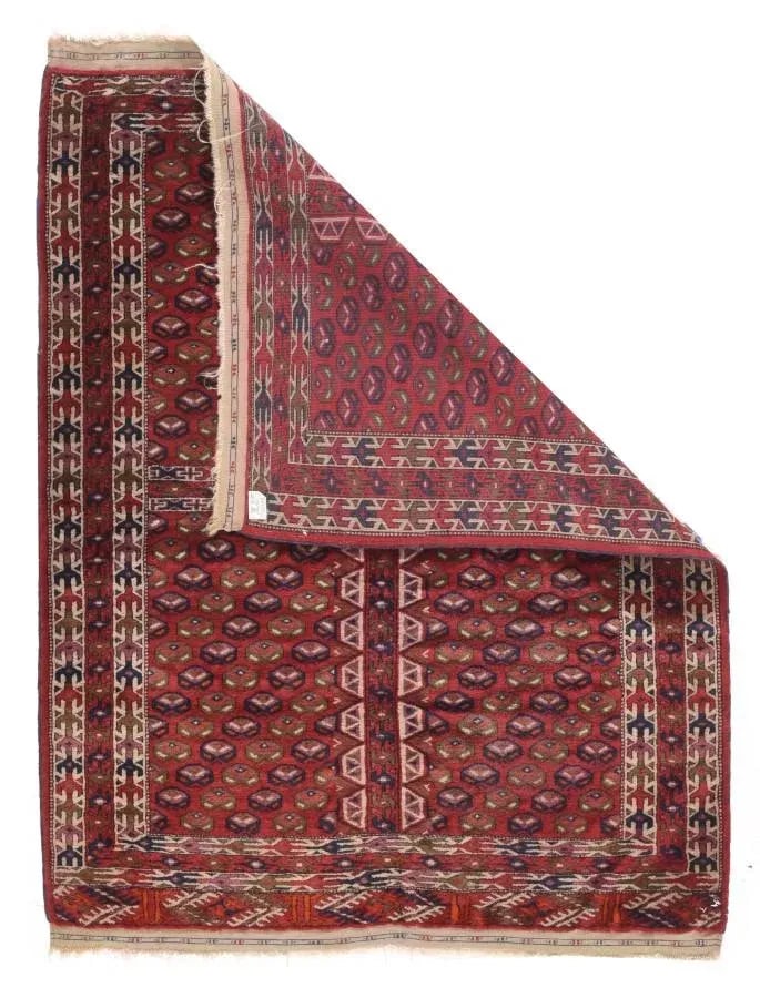 1900s Antique Russian Yamud Bokara Rug-3"²5"³ × 4"²2"³ - 3