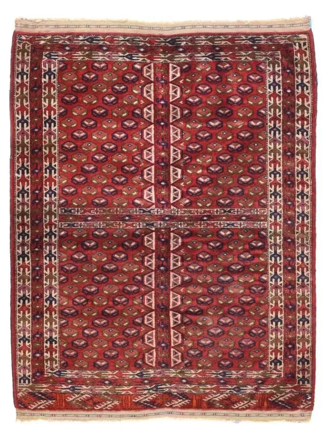 1900s Antique Russian Yamud Bokara Rug-3"²5"³ × 4"²2"³ - 5
