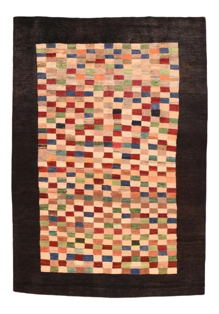 1970s Vintage Persian Tribal Gabbeh Rug-6"²6"³ × 9"²5"³: Fine Vintage Persian Tribal Gabbeh Rug, Hand Knotted, Circa 1970's Condition: Alterations: Original Condition Unaltered Imperfections: Some Imperfections Condition Notes: Good Condition Dimensions: