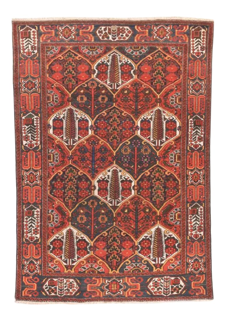 1930s Semi Antique Hand Made Bakhtiari Persian Rug-4"²8"³ × 6"²8"³: Semi Antique Hand Made Bakhtiari Persian Rug Condition: Alterations: Original Condition Unaltered Imperfections: Some Imperfections Condition Notes: Good Condition Dimensions: Height: 0.01 in. Width:
