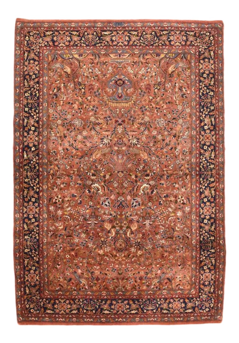 Indian Tabriz Rug 5'0" X 7'4'': Fine Semi-Antique Indo Tabriz, Size 5'0" x 7'4", Circa 1940's Condition: Alterations: Original Condition Unaltered Imperfections: Some Imperfections Condition Notes: Good Condition Dimensions: Height: