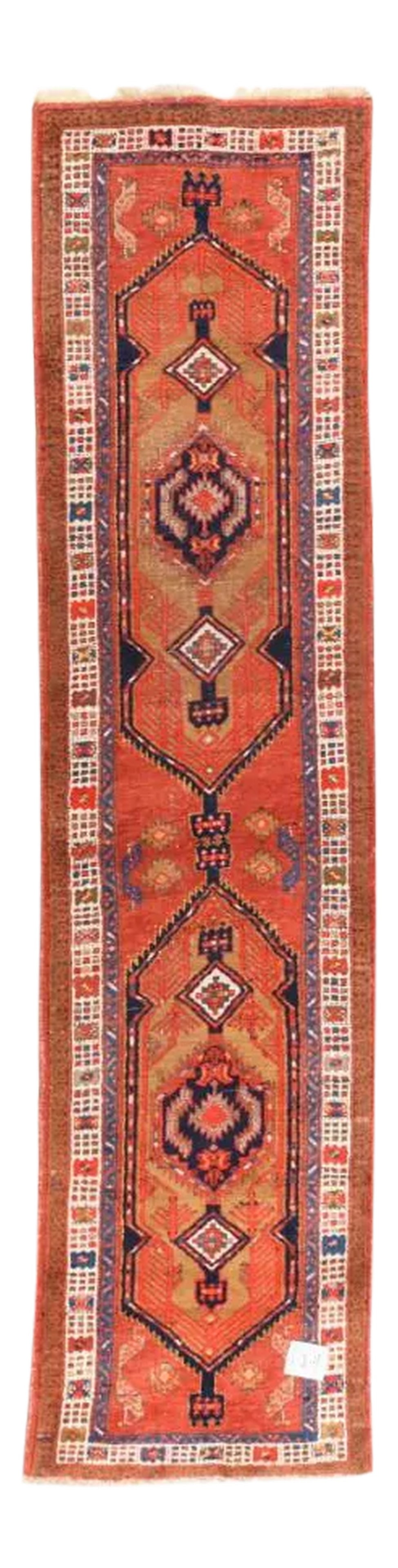 1940s Semi-Antique Persian Heriz Rug-2"²8"³ × 11"²8"³: Semi-Antique Persian Heriz, Size 2'8" x 11'8", Circa 1940, Circa 1940's Condition: Alterations: Original Condition Unaltered Imperfections: Some Imperfections Condition Notes: Good Condition