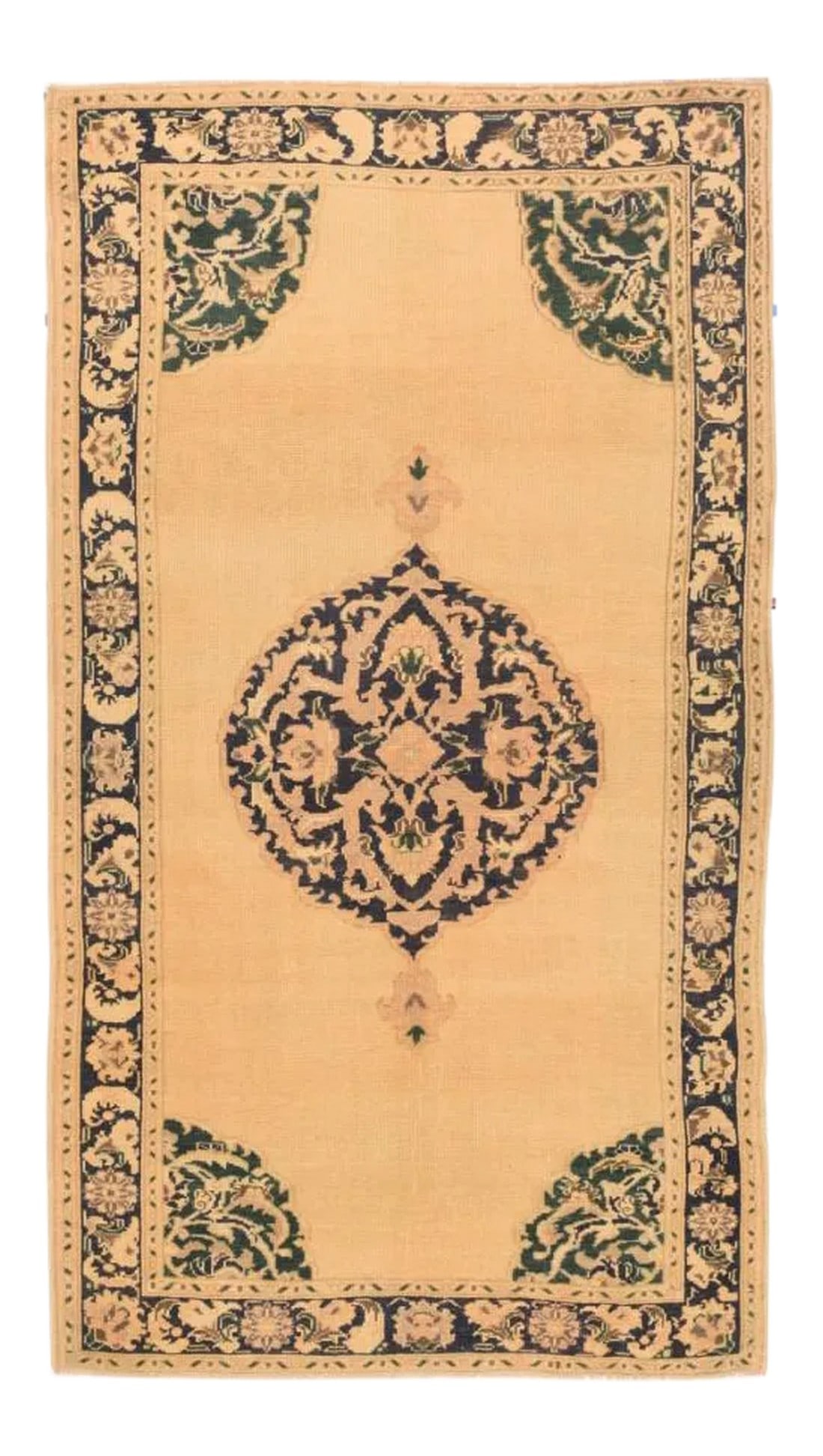 Vintage Turkish Rug 4'4'' X 7'9'': Fine Semi-Antique Turkish Rug, Size 4'4" x 7'9", Circa 1940's Condition: Alterations: Original Condition Unaltered Imperfections: Some Imperfections Condition Notes: Good Condition Dimensions: