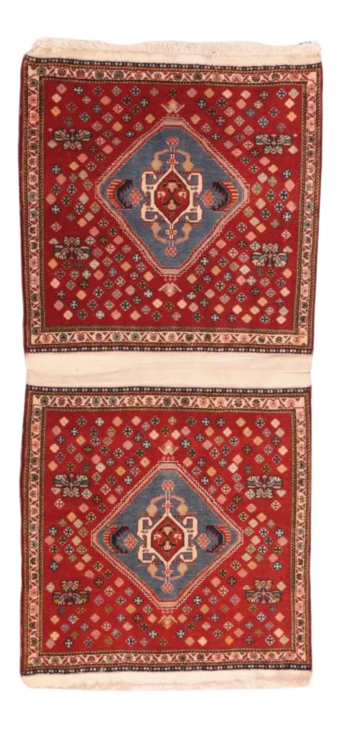 Extremely Fine Pair of Saddle Bag Persian Kashkouli Rug 2'0" X 4'0": Extremely fine pair of saddle bag Persian Kashkouli Rug 2'0" x 4'0". Condition: Alterations: Original Condition Unaltered Imperfections: Some Imperfections Condition Notes: Good Condition Dimensions: 