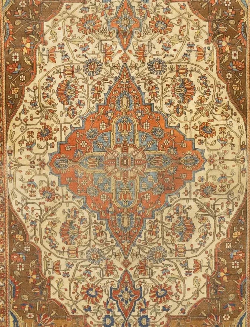 Fine Antique Persian Mohtasham Kashan Rug 4'7" X 6'5" - 2
