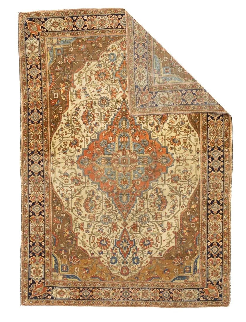 Fine Antique Persian Mohtasham Kashan Rug 4'7" X 6'5" - 3