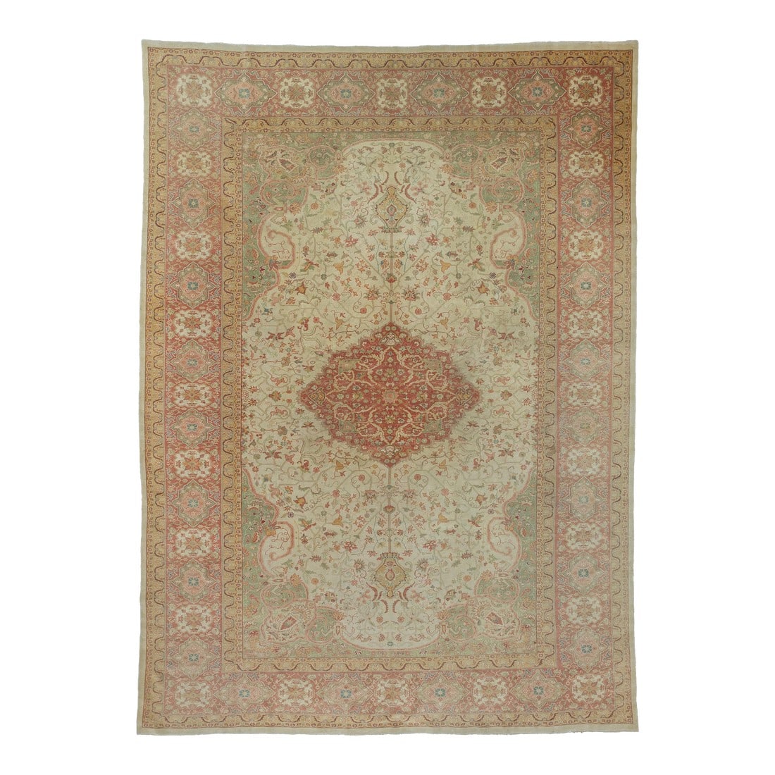 Fine Antique Turkish Borlu Oushak Wool Rug 8'7" X 11'10" (1 of 6)