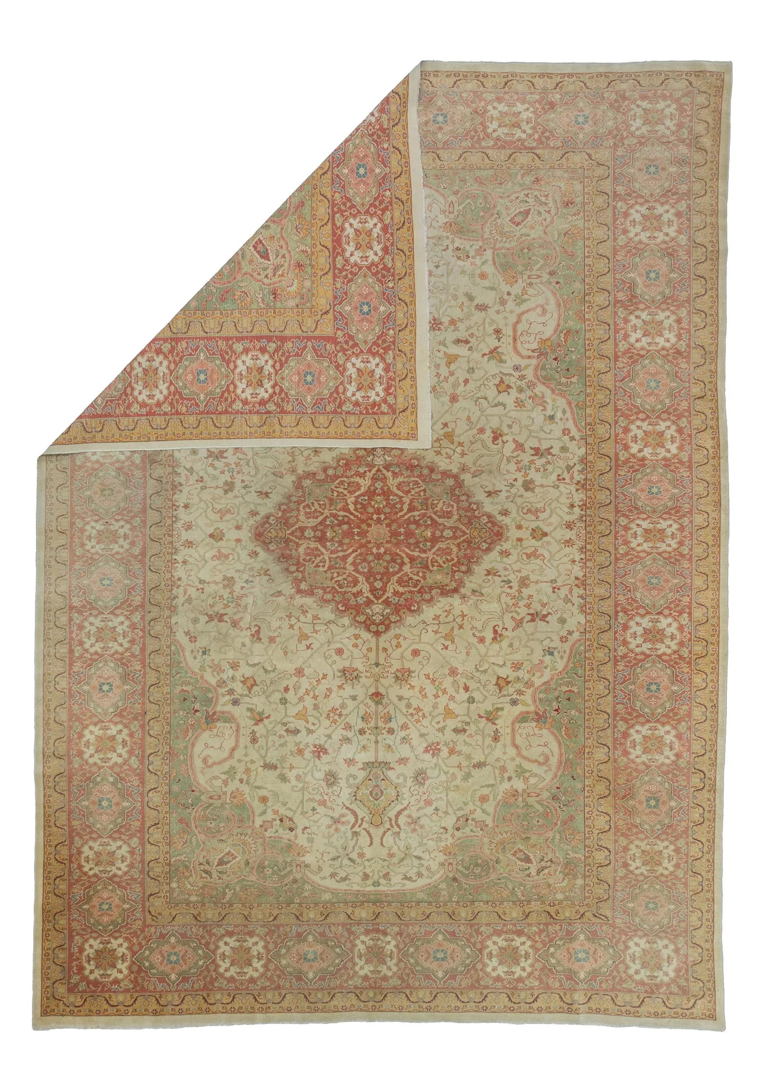Fine Antique Turkish Borlu Oushak Wool Rug 8'7" X 11'10" - 2