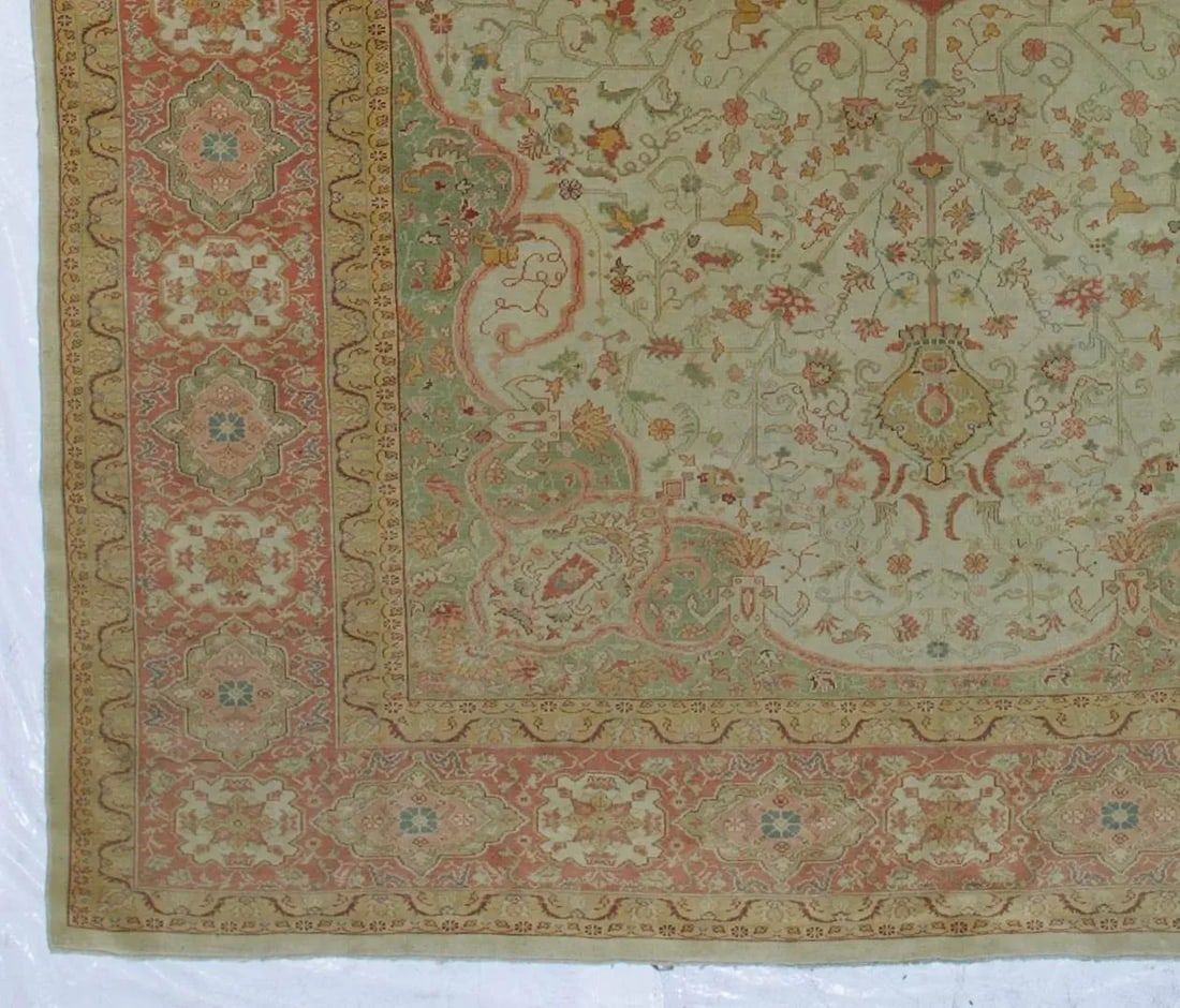 Fine Antique Turkish Borlu Oushak Wool Rug 8'7" X 11'10" - 4