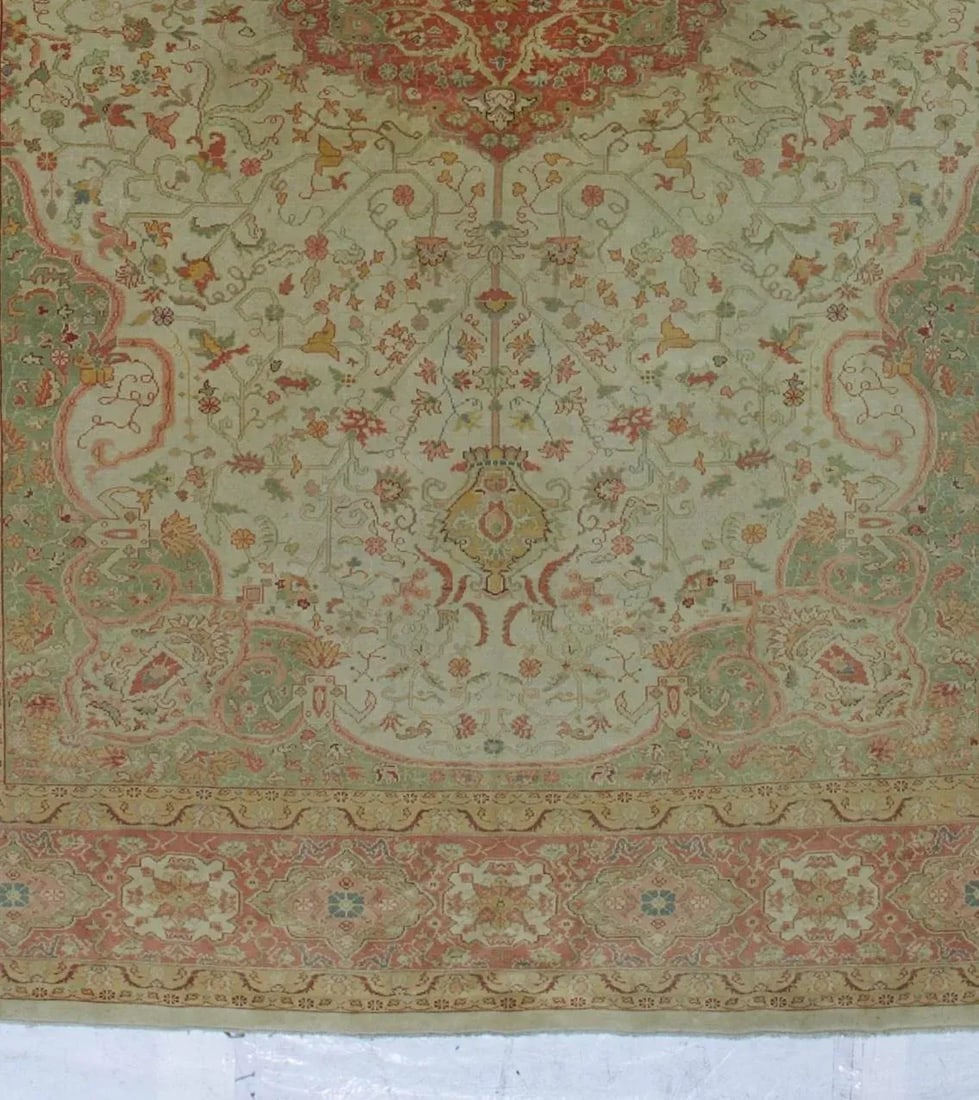 Fine Antique Turkish Borlu Oushak Wool Rug 8'7" X 11'10" - 5