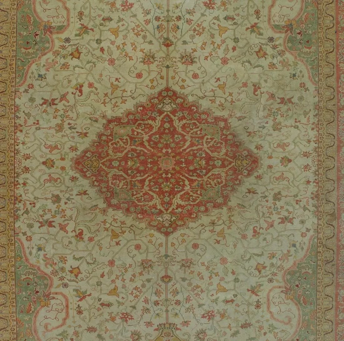 Fine Antique Turkish Borlu Oushak Wool Rug 8'7" X 11'10" - 6