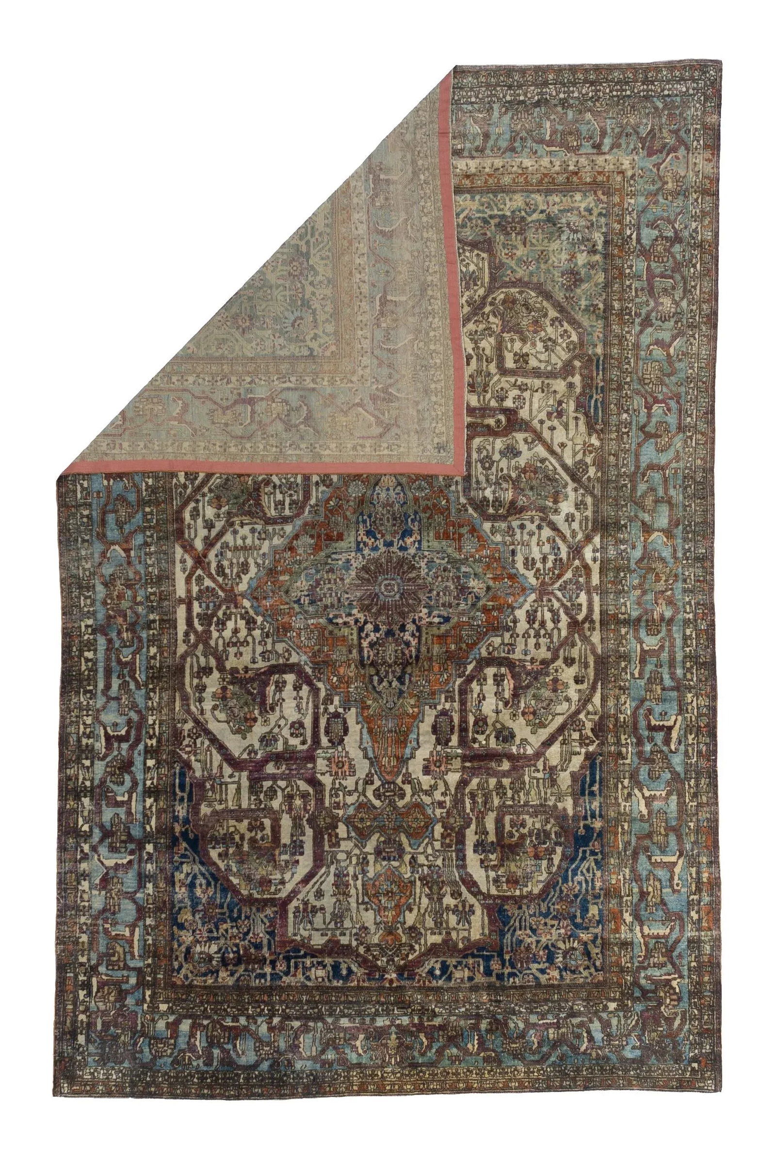Extremely Fine Antique Persian Silk Mohtasham Kashan Rug 6'5" X 10'0" - 3