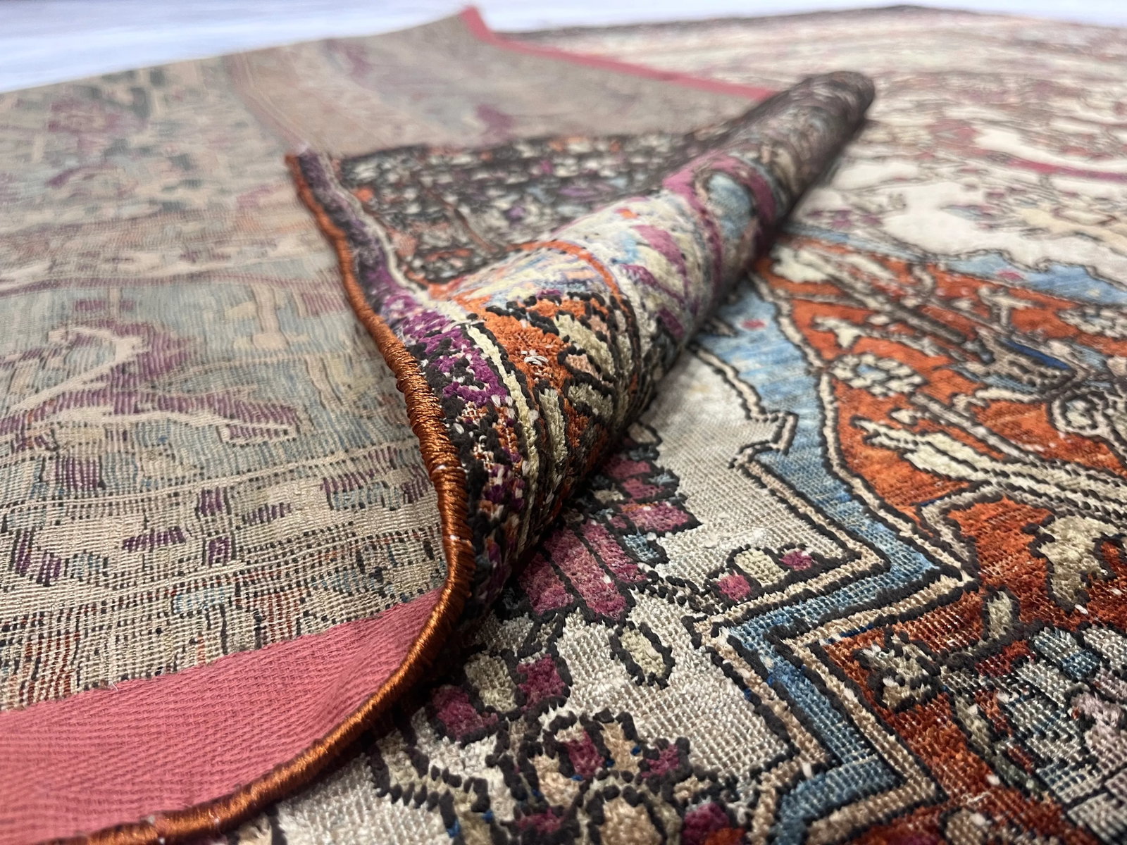 Extremely Fine Antique Persian Silk Mohtasham Kashan Rug 6'5" X 10'0" - 9