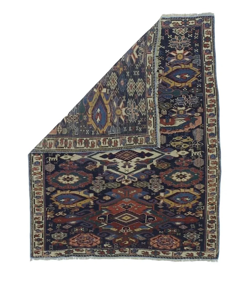 Fine Antique Shirvan Wool Rug 3'6" X 4'3" - 2