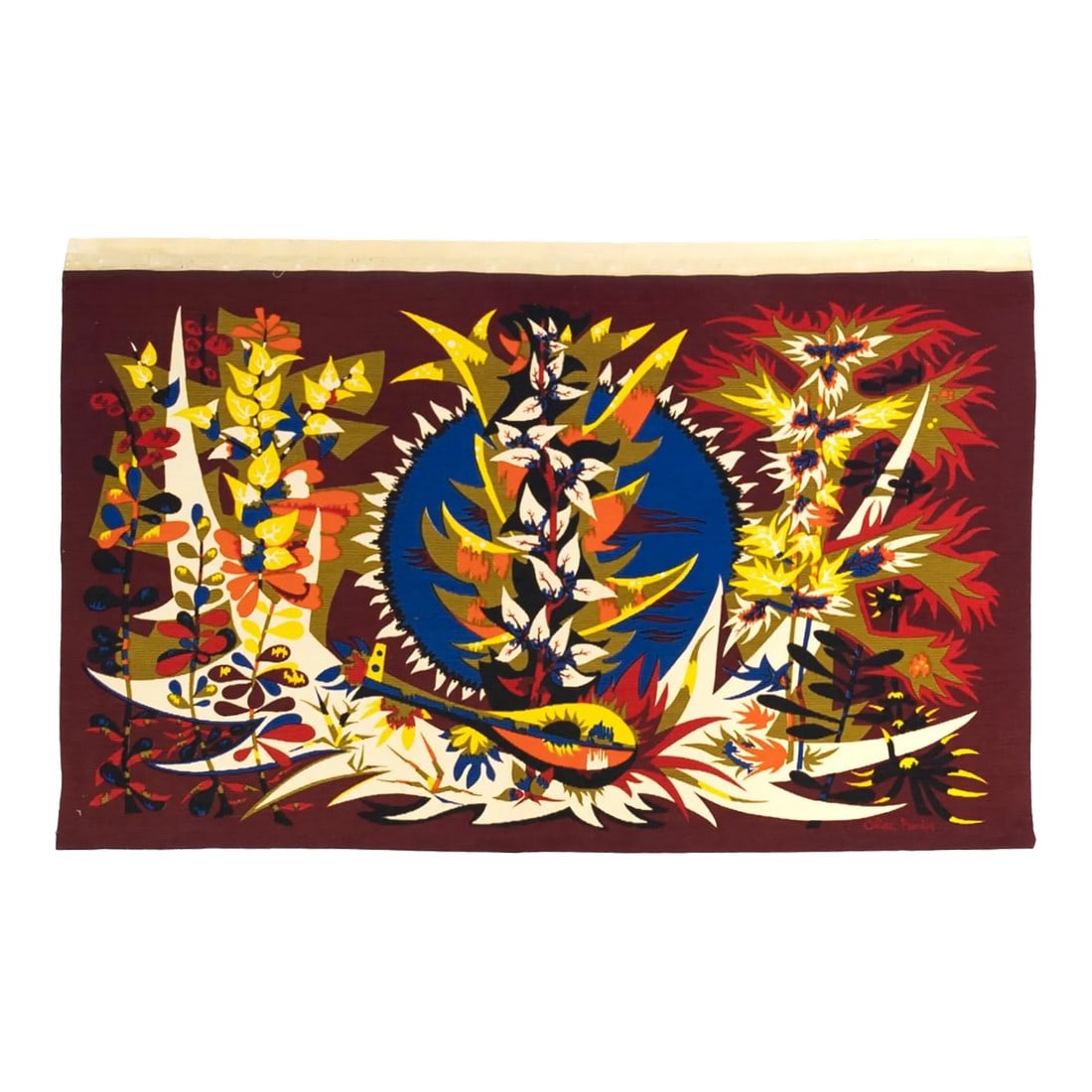Mid Century French Designer Tapestry Signed Colette Bardin 3'7" X 6'0" (1 of 6)