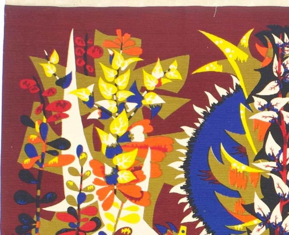Mid Century French Designer Tapestry Signed Colette Bardin 3'7" X 6'0" - 3