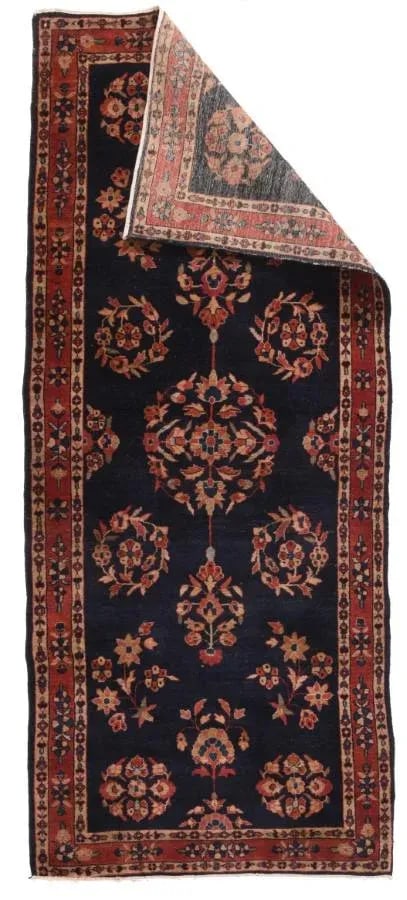 Antique Persian Navy Mohajeran Sarouk Rug - 2