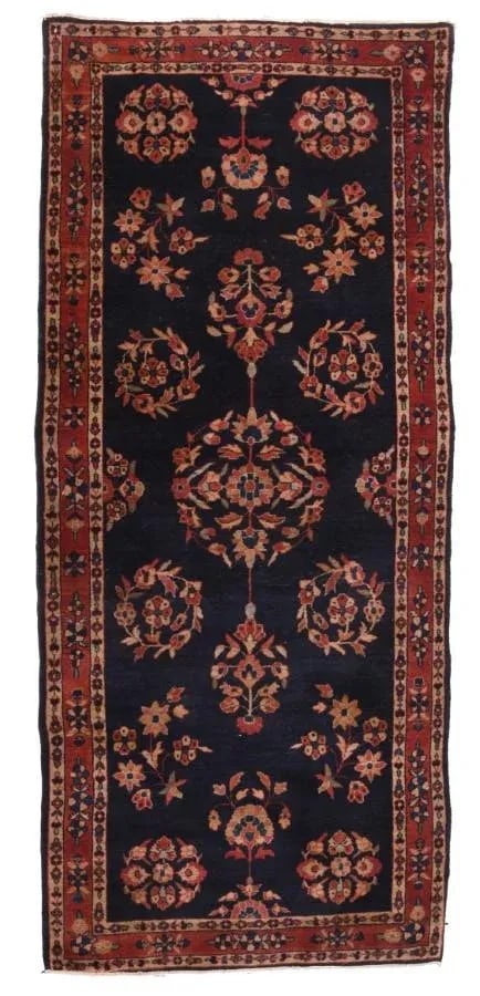 Antique Persian Navy Mohajeran Sarouk Rug - 5