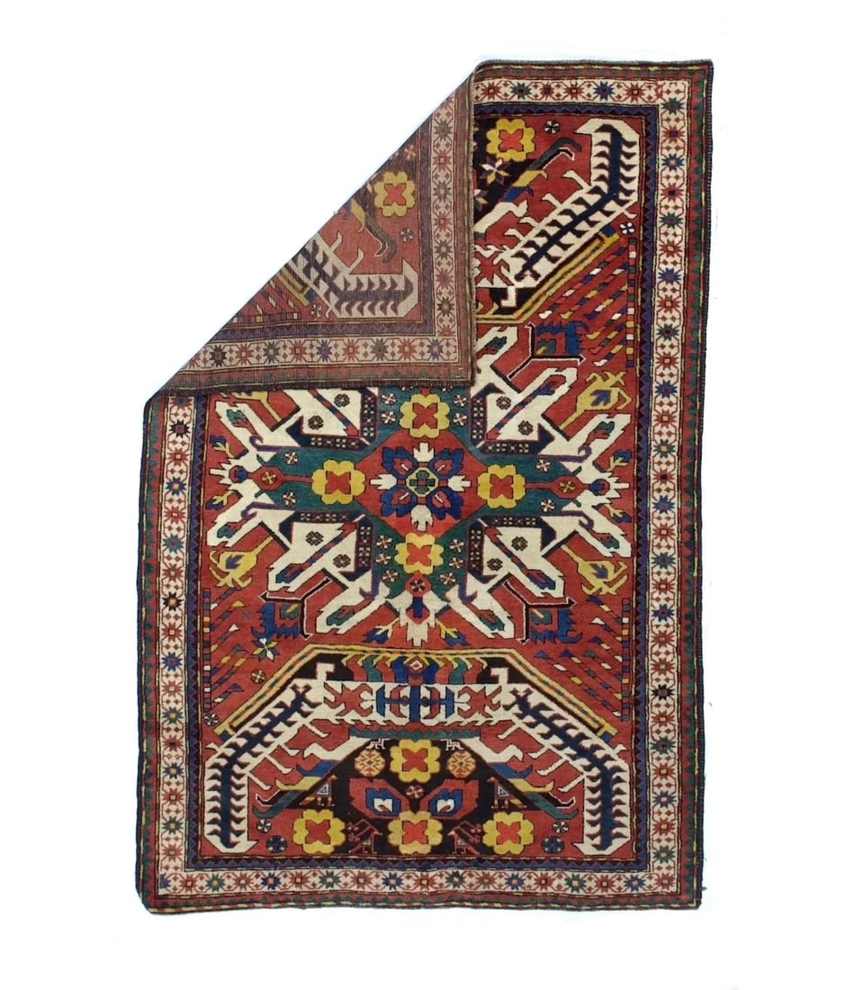 Fine Antique Kazak Wool Rug 4'9" X 7'2" - 2