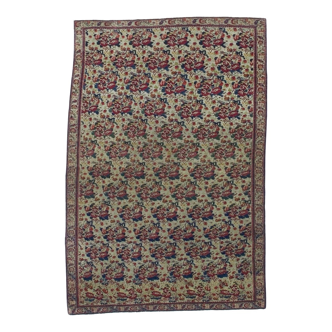 Antique Persian Farahan Rug 4'4" X 6'5": Antique Persian Farahan Rug 4'4" x 6'5". The scatter and room size pieces made in the Arak/Sultanabad area, between 1880 and 1910, with firm and leathery well-woven textures, and strong in red, navy a