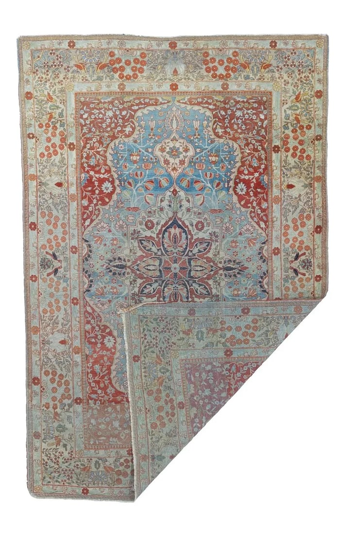 Fine Antique Persian Mohtasham Kashan Rug 4'5" X 6'6" - 3