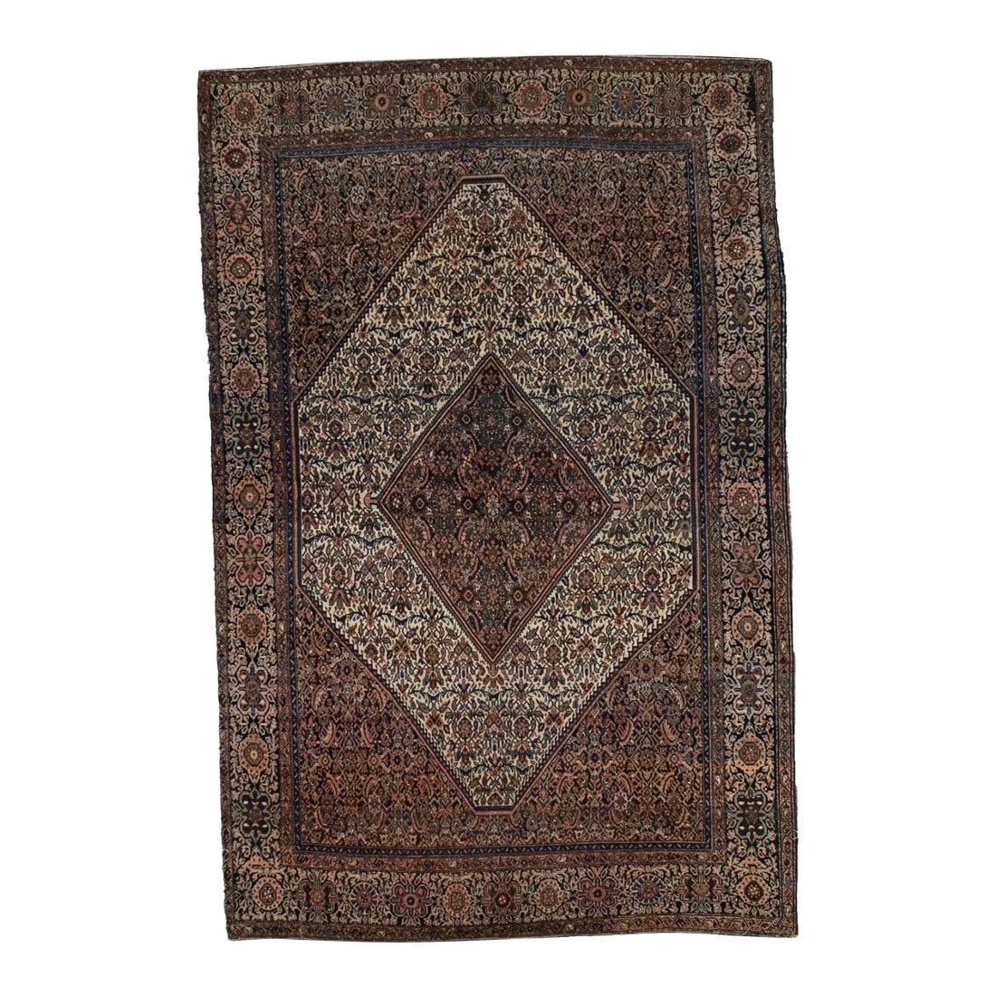 Antique Persian Farahan Sarouk Rug 4'3" X 6'5": Antique Persian Farahan Sarouk Rug 4'3" x 6'5". The scatter and room size pieces made in the Arak/Sultanabad area, between 1880 and 1910, with firm and leathery well-woven textures, and strong in red,
