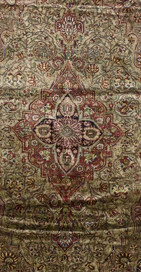 Extremely Fine Persian Mohtasham Kashan Silk Woven by a Master Weaver Rug - 3