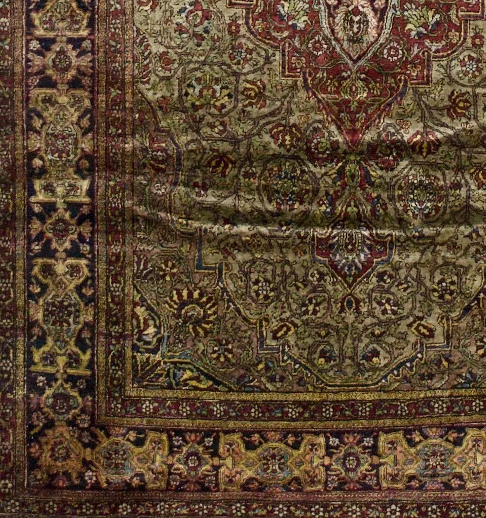 Extremely Fine Persian Mohtasham Kashan Silk Woven by a Master Weaver Rug - 5