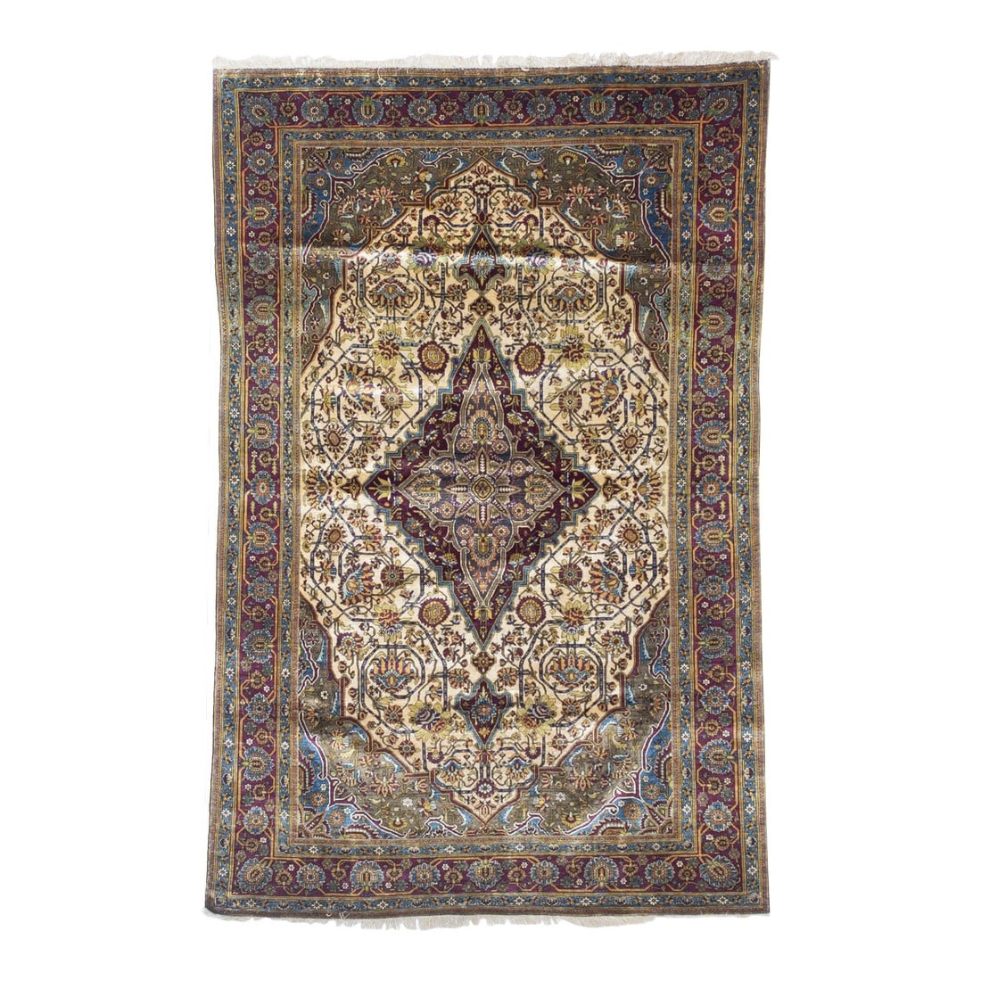 Extremely Fine and Rare Antique Persian Silk on Silk Farahan Rug (1 of 9)