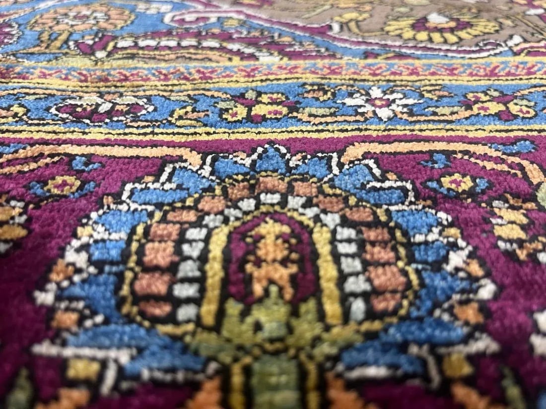 Extremely Fine and Rare Antique Persian Silk on Silk Farahan Rug - 7