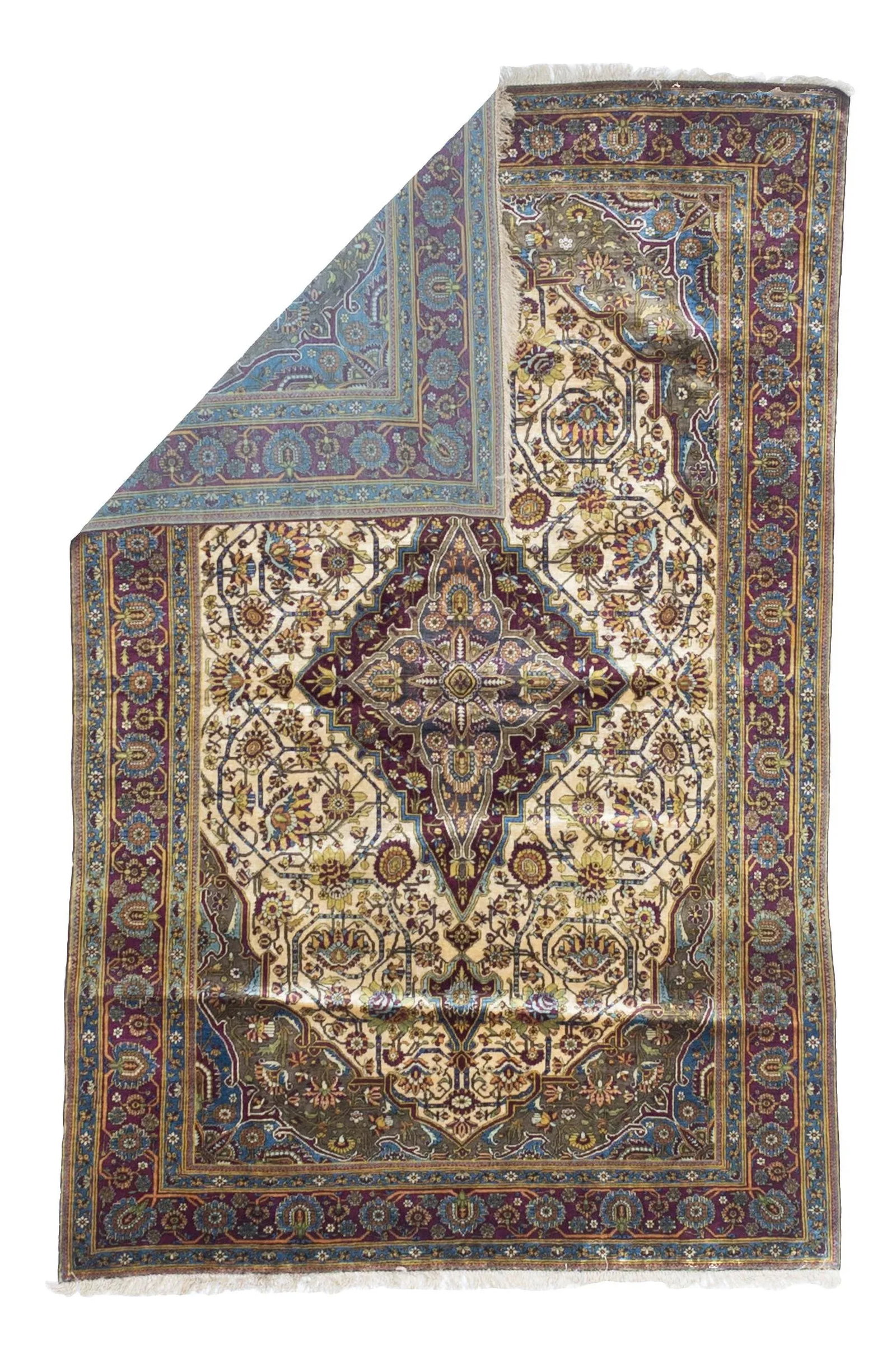 Extremely Fine and Rare Antique Persian Silk on Silk Farahan Rug - 8