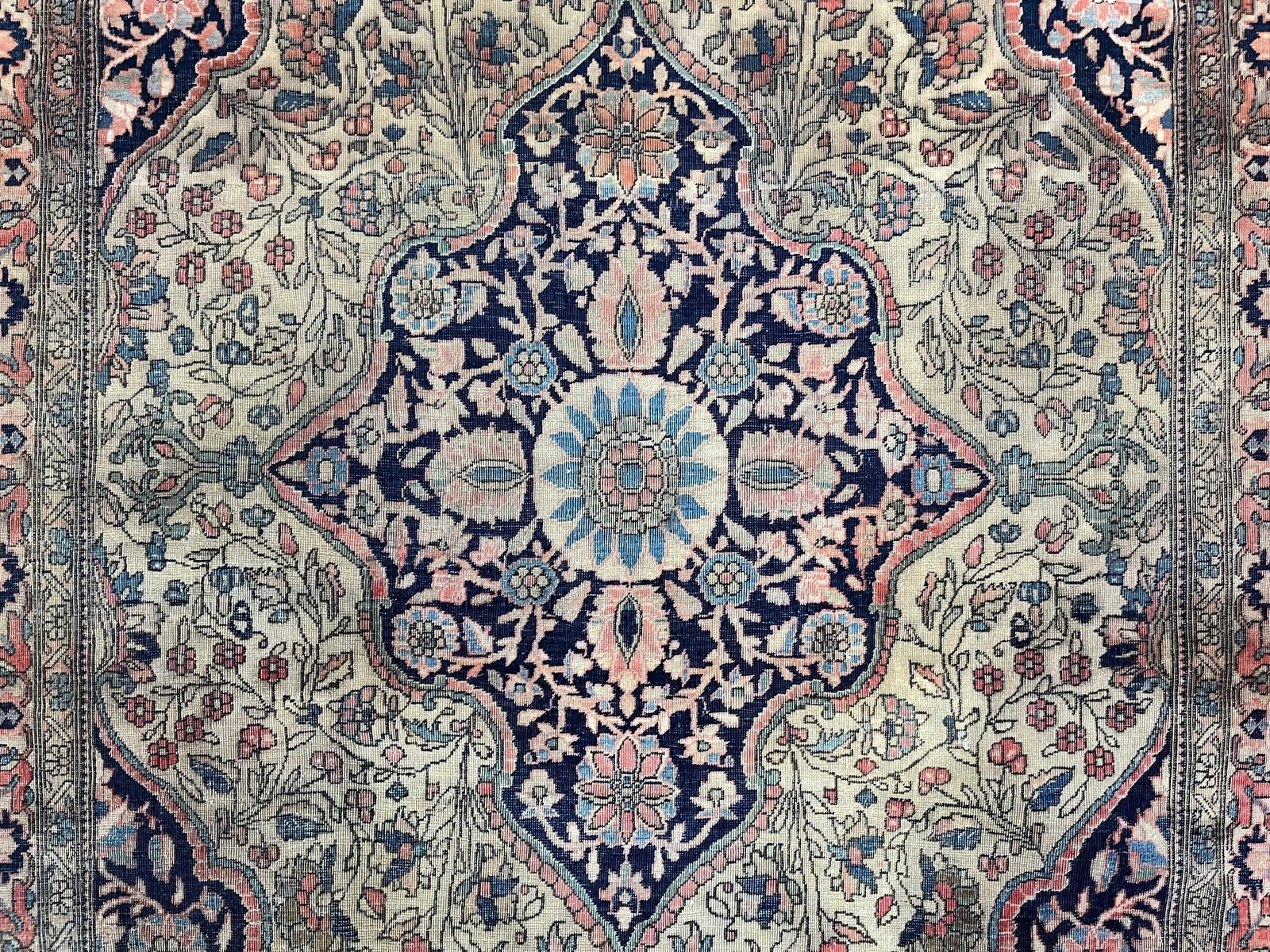 Fine Antique Persian Mohtasham Kashan Wool Rug 4'3" X 6'9" - 10