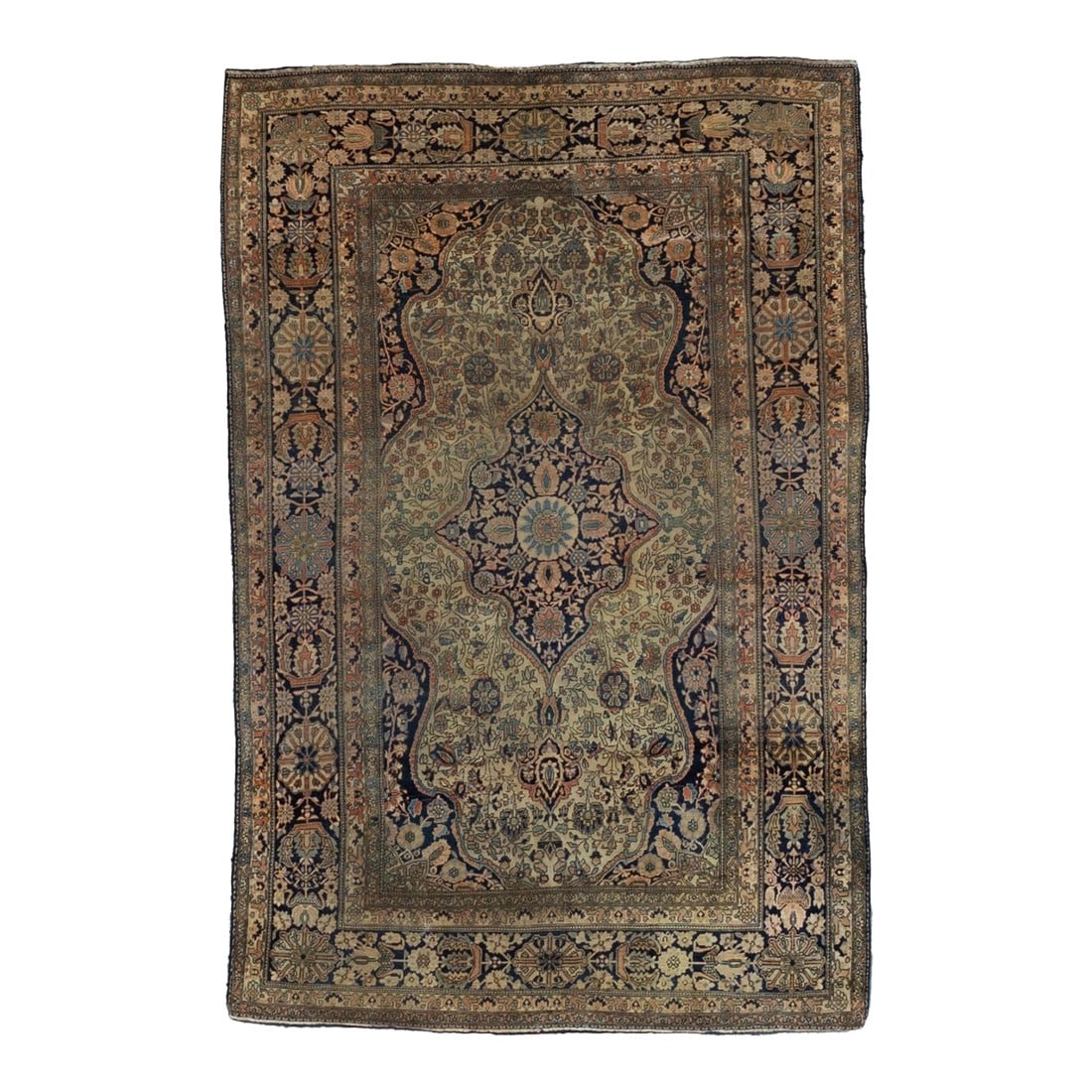Fine Antique Persian Mohtasham Kashan Wool Rug 4'3" X 6'9" (1 of 10)