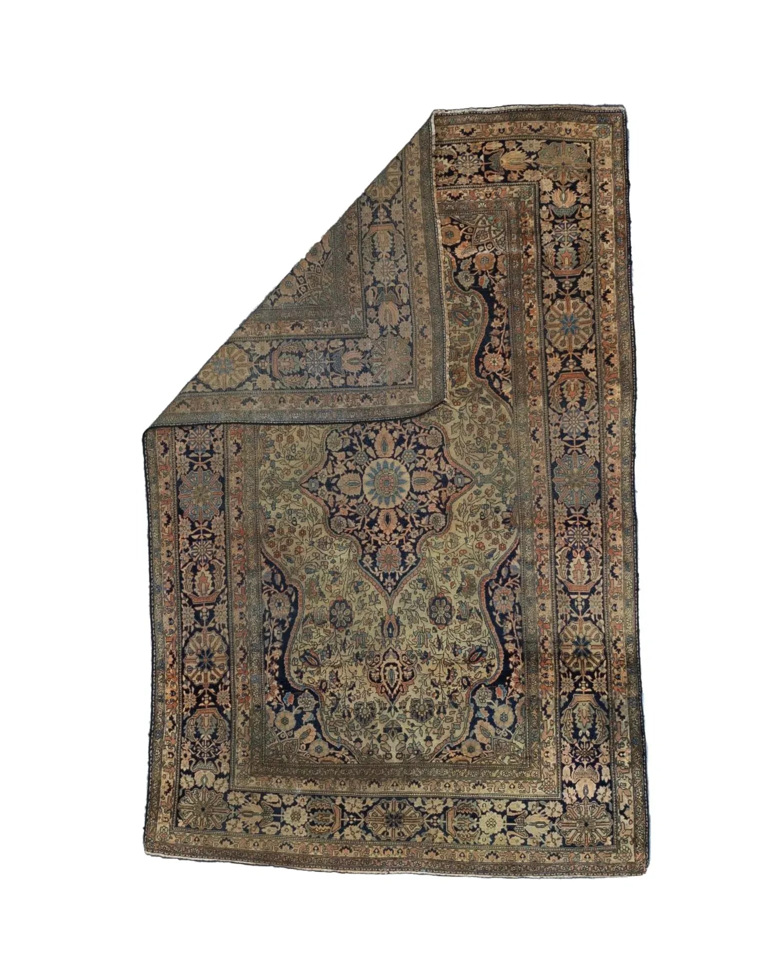 Fine Antique Persian Mohtasham Kashan Wool Rug 4'3" X 6'9" - 2